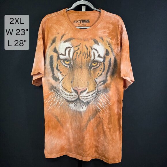 The Mountain T-Shirt Mens 2XL Tiger Big Face Graphic Tee Tie-Dye Animal Nature - Picture 1 of 5
